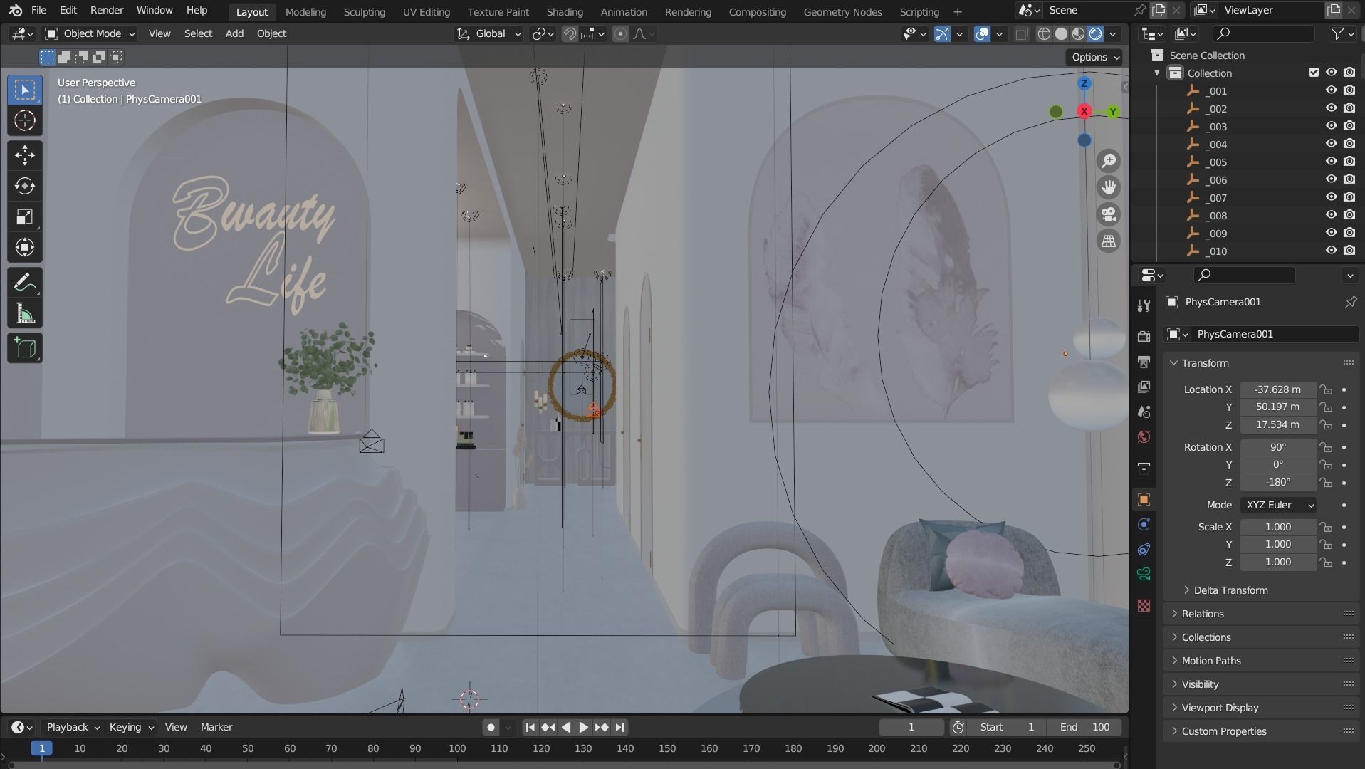 Beauty Salon Interior Scene 3D model  3D model_10