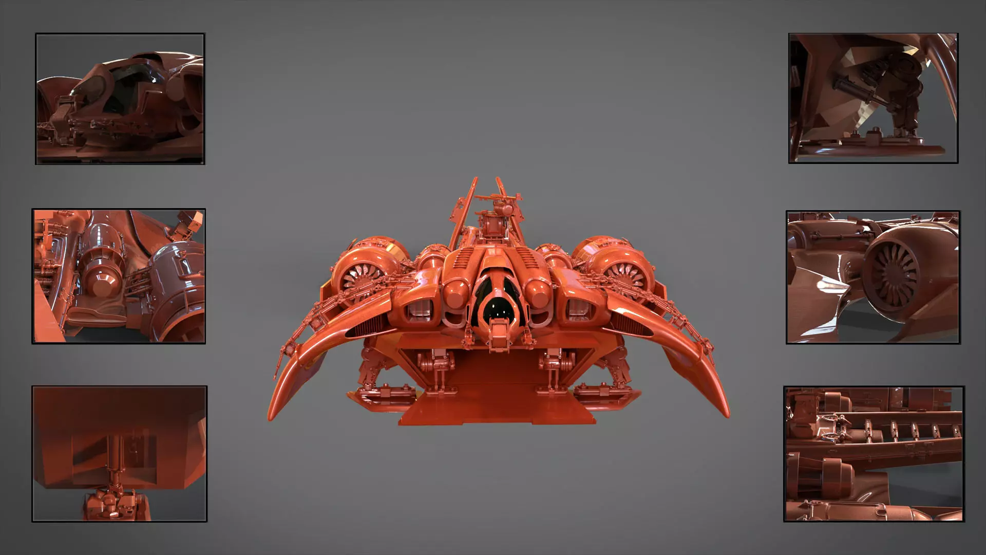 Dropship spaceship with different views 3D model
