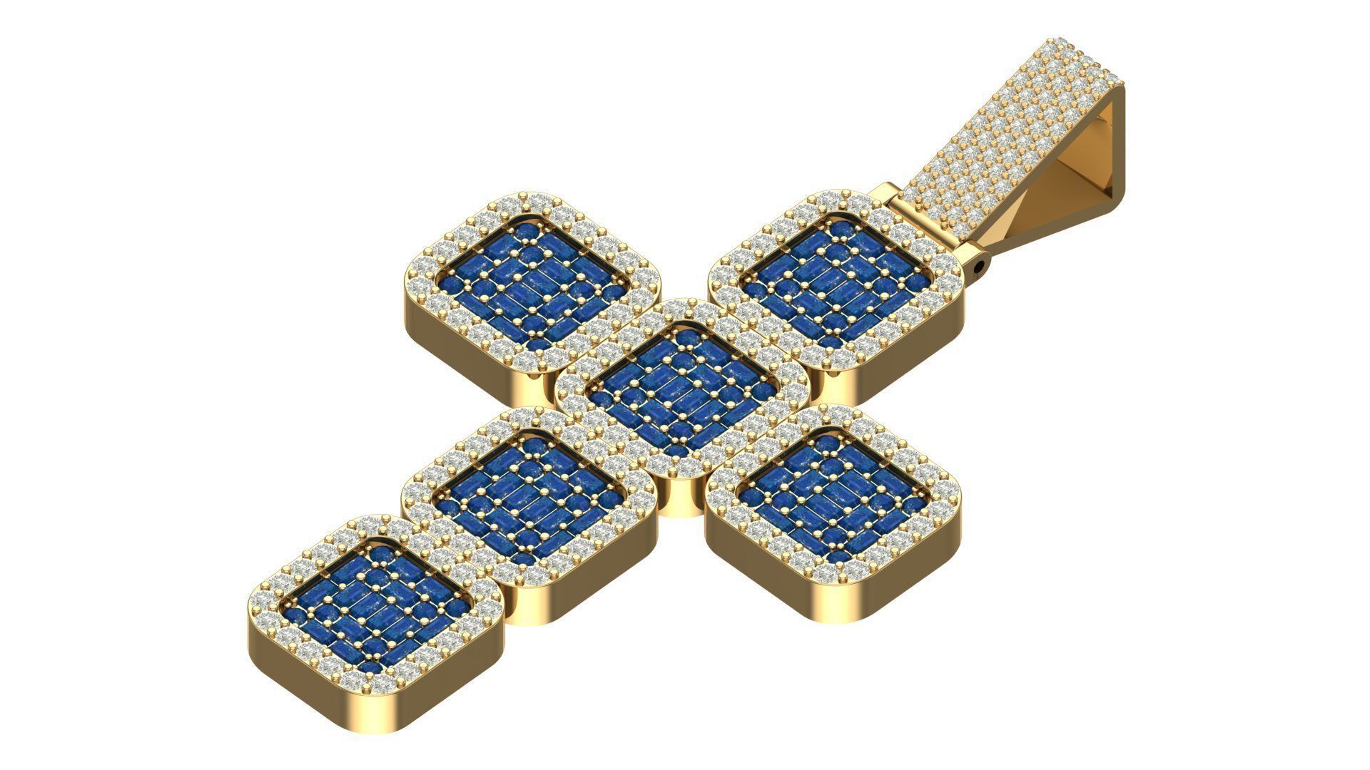 cross hiphop pendant 3D print model_3