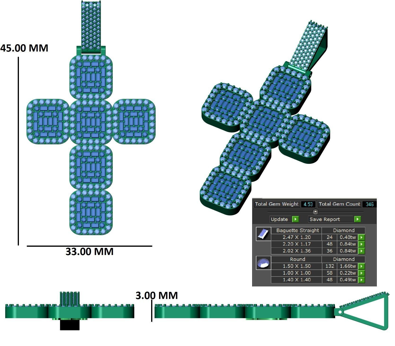 cross hiphop pendant 3D print model_15