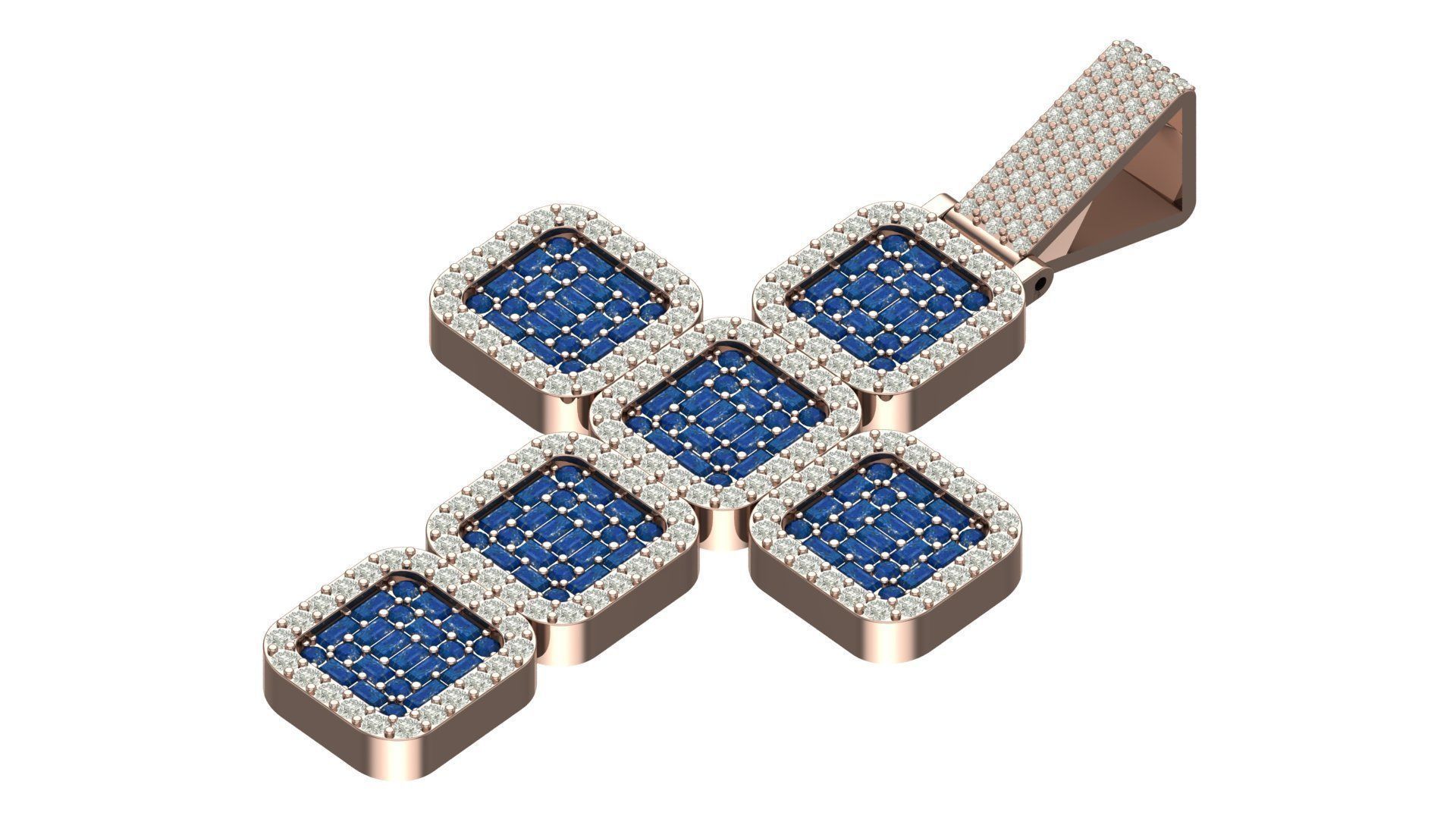 cross hiphop pendant 3D print model_4