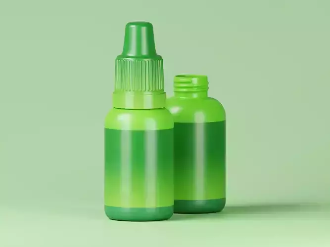 Cosmetic or Medicine Product Green Bottle 3D Model