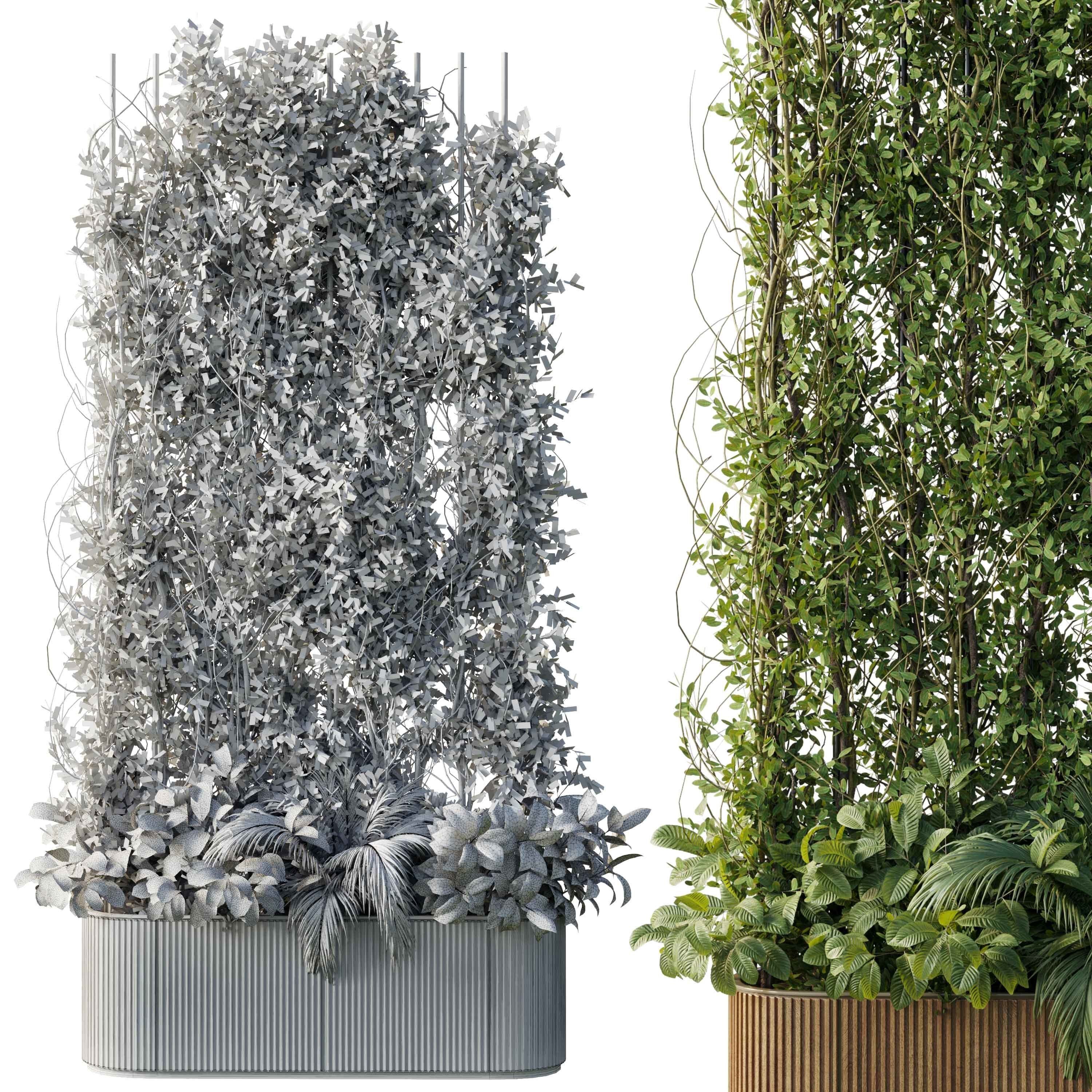 Vertical Garden Partiton Set 88 - Ivy on the fence 3D model_7