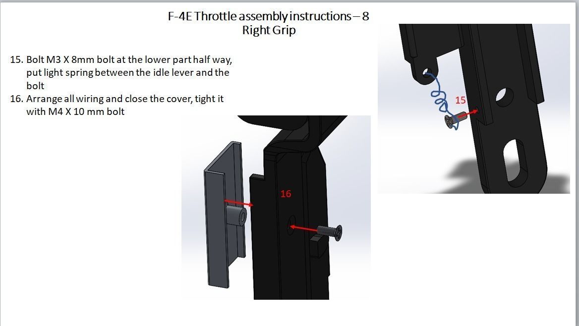 F-4E Pilot throttle for DIY cockpit simulator 3D print model_17