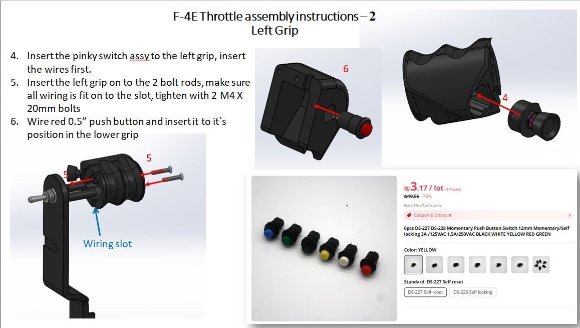 F-4E Pilot throttle for DIY cockpit simulator 3D print model_11