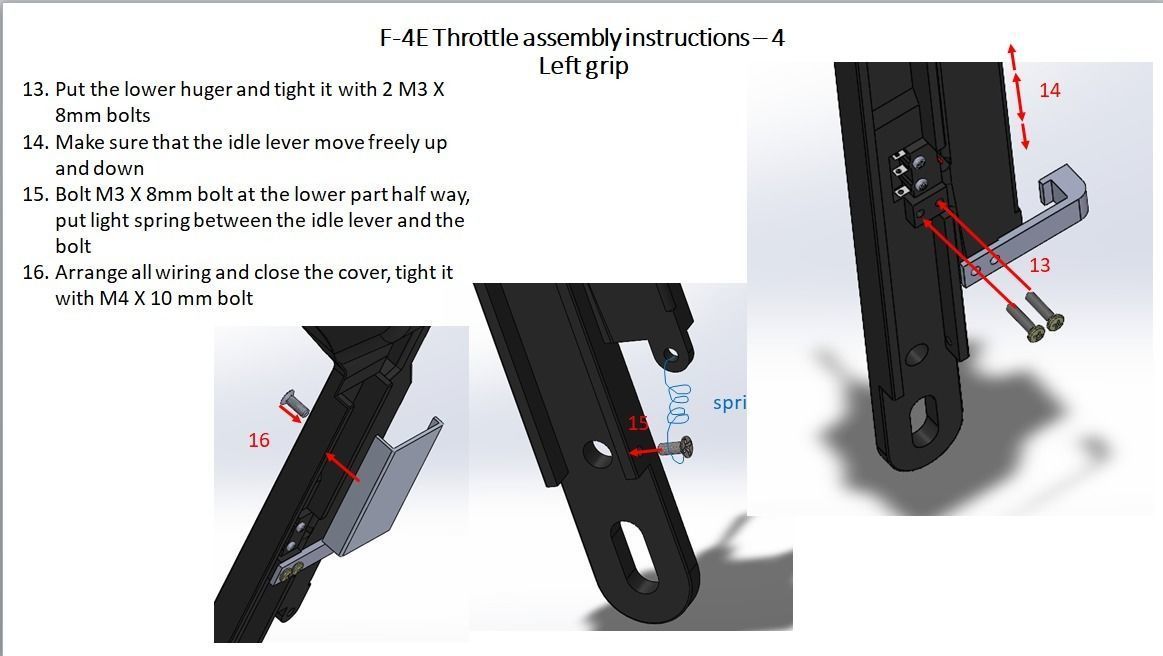 F-4E Pilot throttle for DIY cockpit simulator 3D print model_13