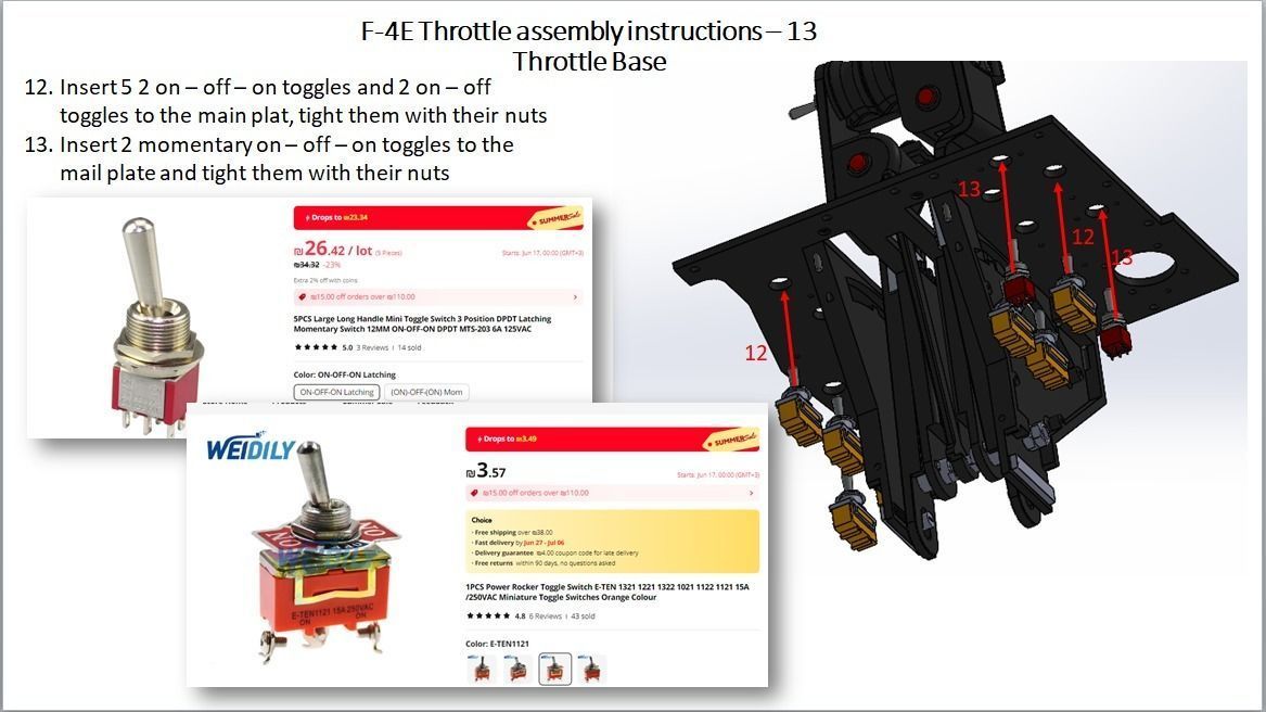 F-4E Pilot throttle for DIY cockpit simulator 3D print model_22
