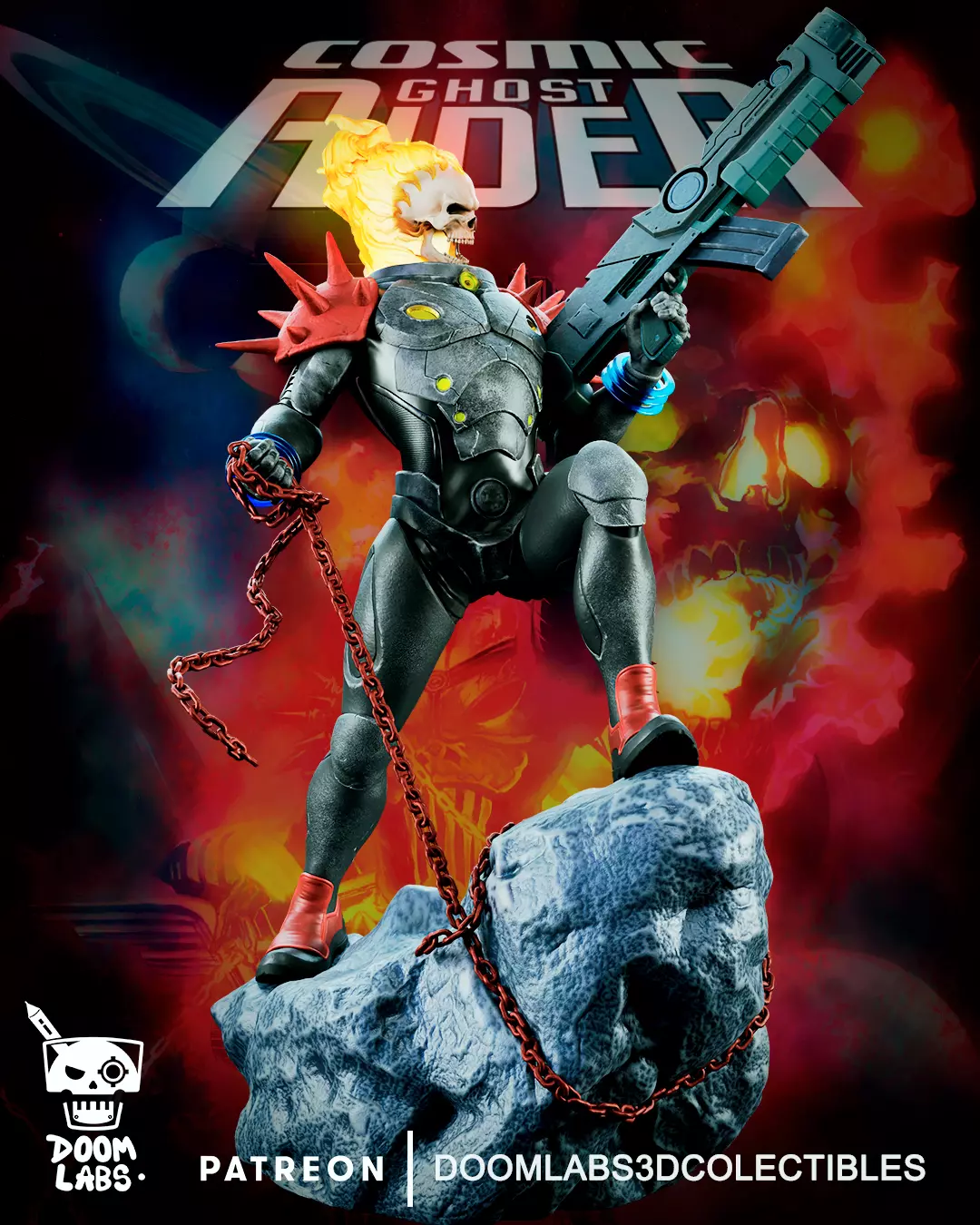 Cosmic Ghost Rider Fanart Statue 3D print model_0