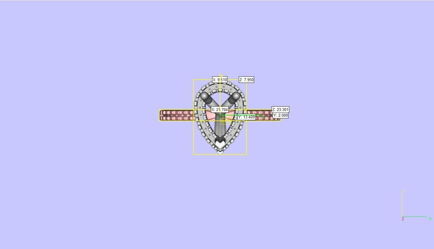 Pear Cut Engagement Ring One Row Pave Diamond Band 3D print model_19