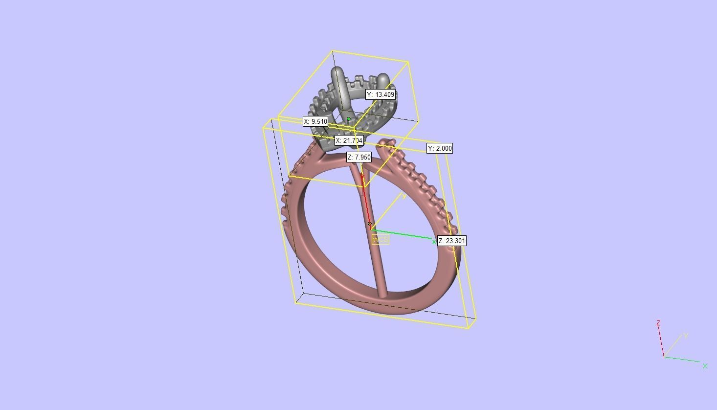 Pear Cut Engagement Ring One Row Pave Diamond Band 3D print model_22