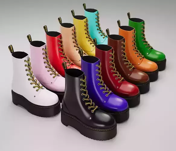 Dr Martens Jadon Max Platform Boots collection Low-poly 3D model