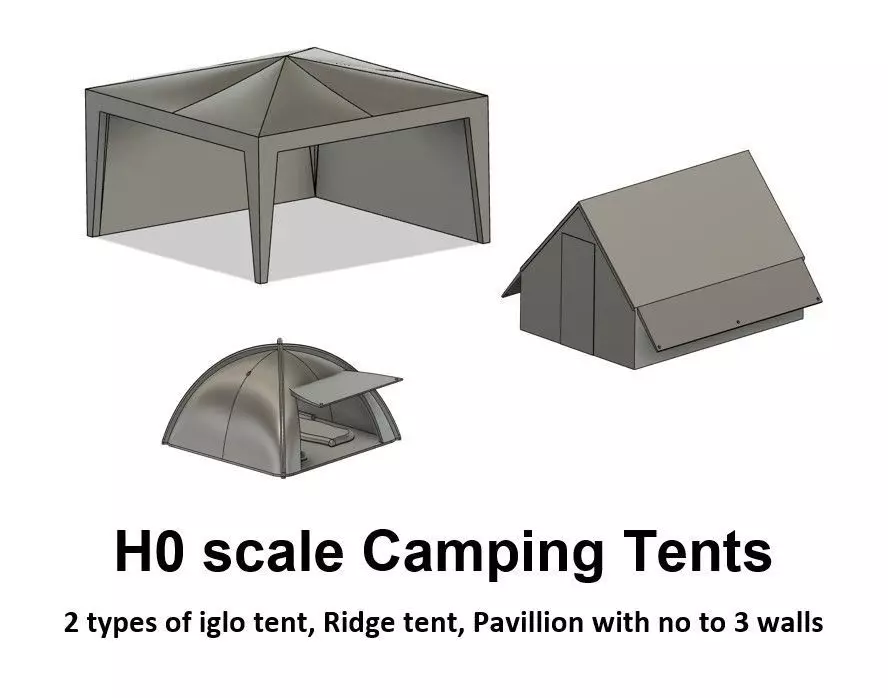 Camping Tents - H0 Scale 3D print model_0