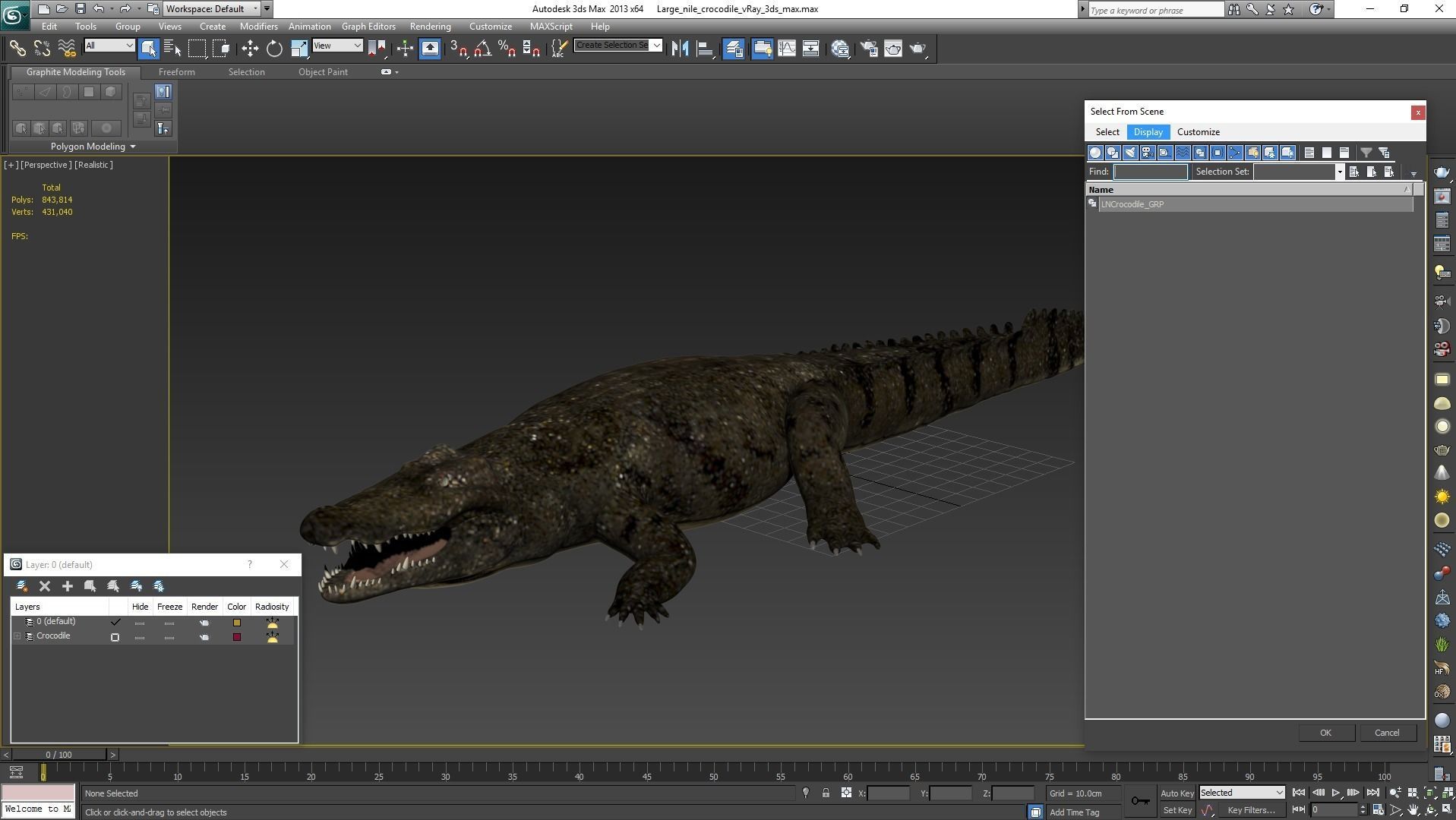Large Nile Crocodile Low-poly 3D model_36