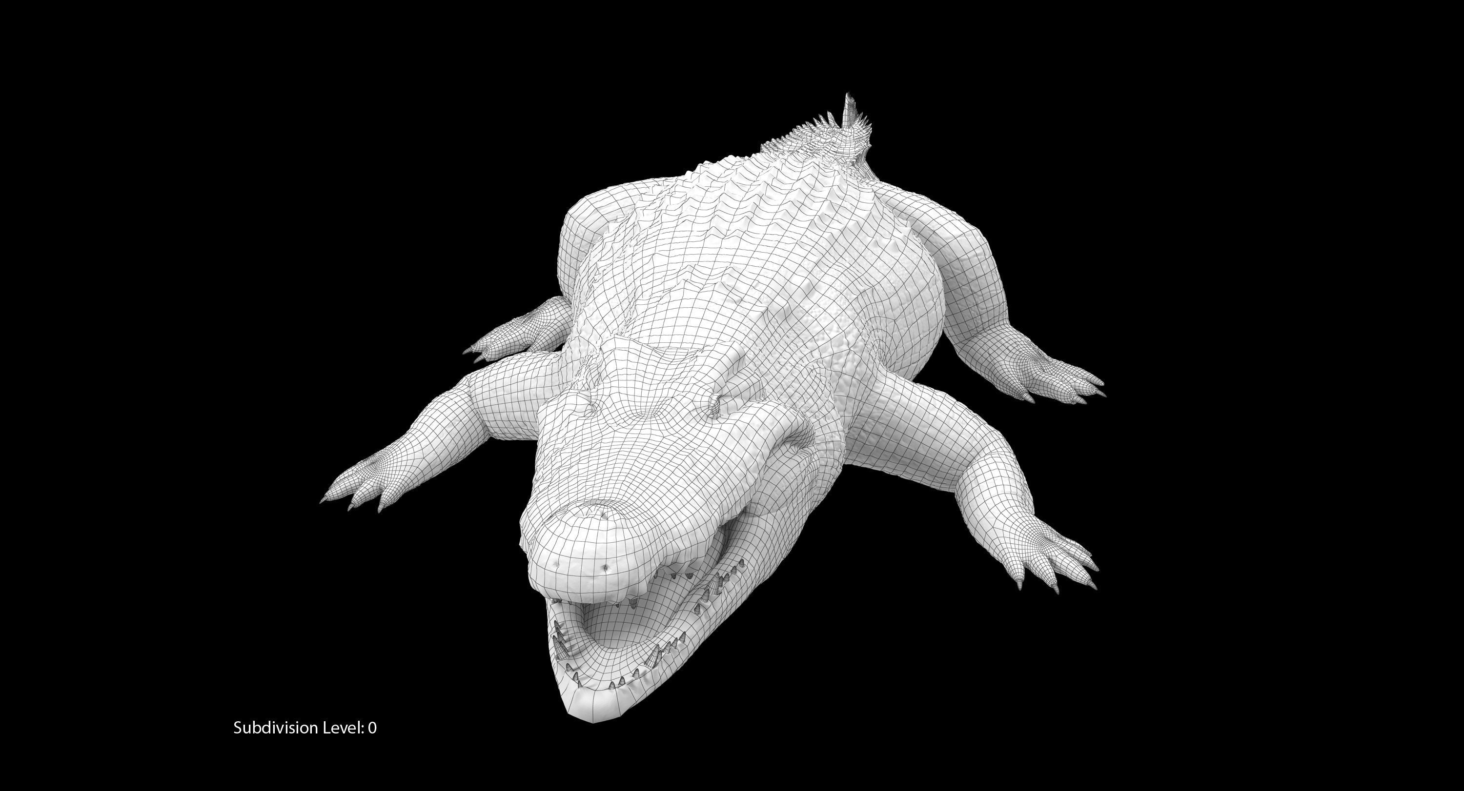 Large Nile Crocodile Low-poly 3D model_26