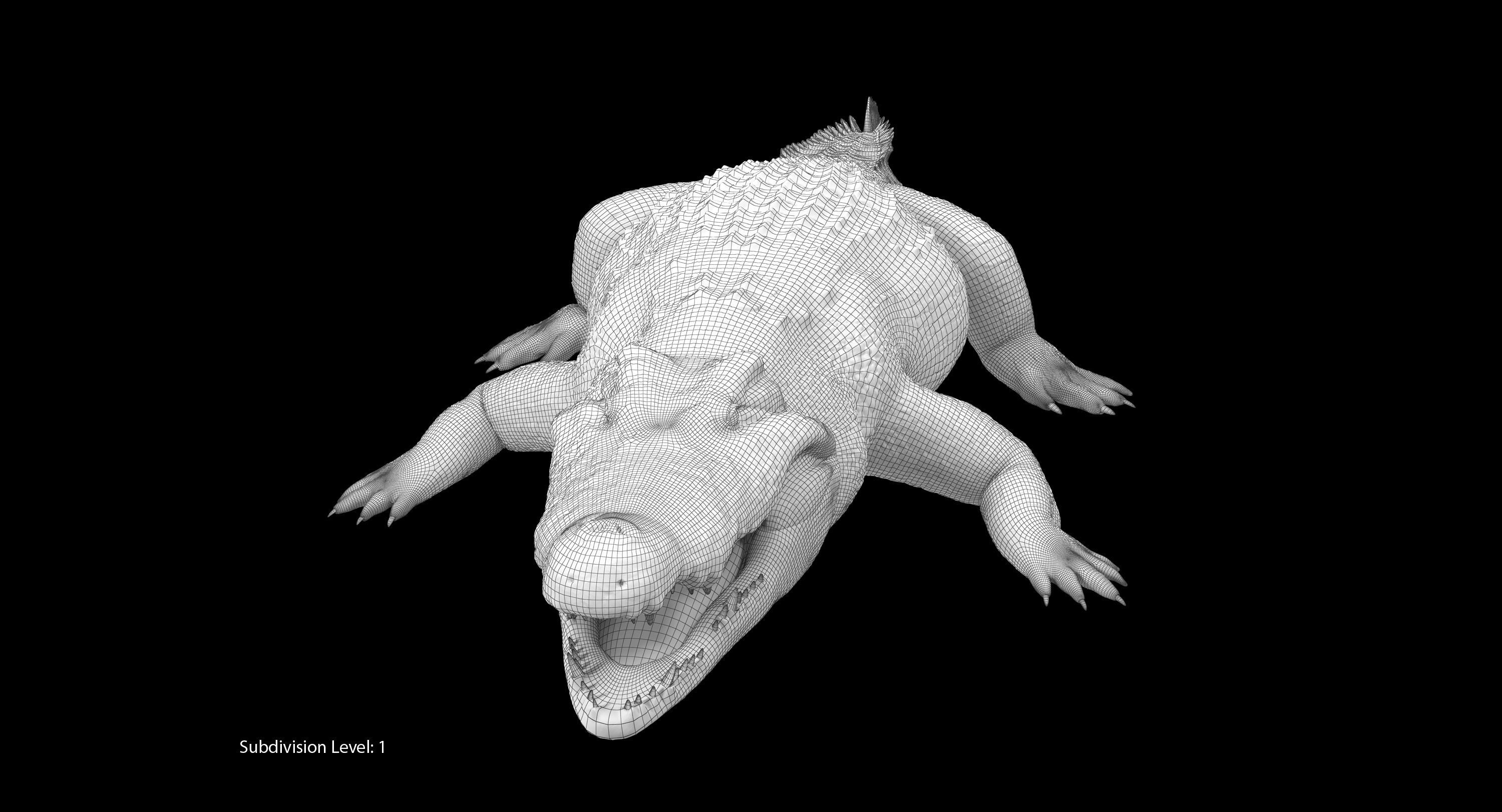 Large Nile Crocodile Low-poly 3D model_27