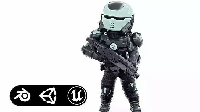 CYBER SOLDIER XC-400 Rigged for Unreal Engine - Unity - MIXAMO 