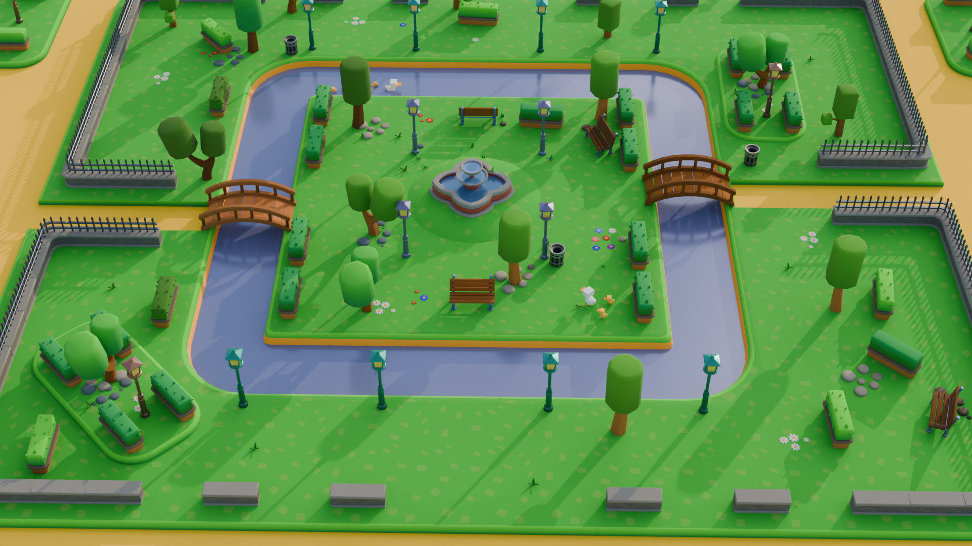 Cute Park Pack 3D model_2