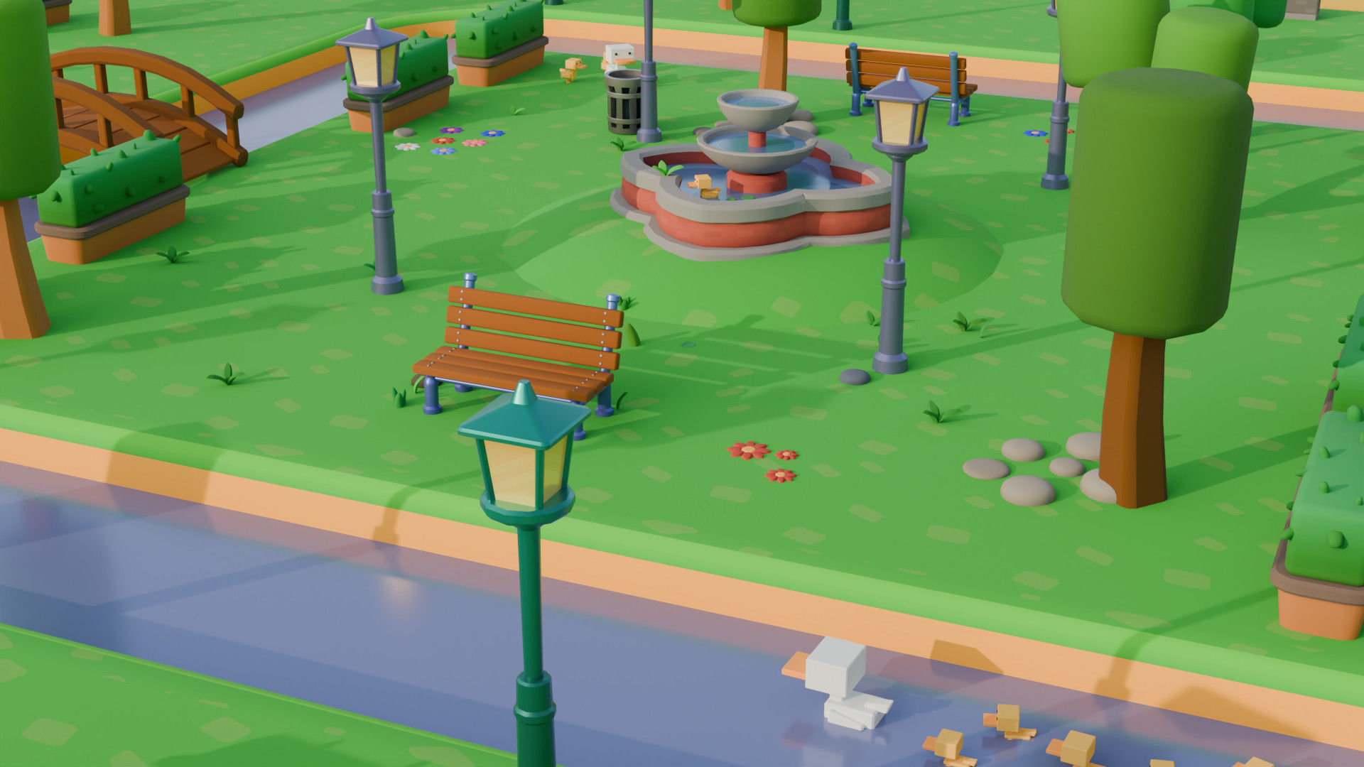 Cute Park Pack 3D model_1