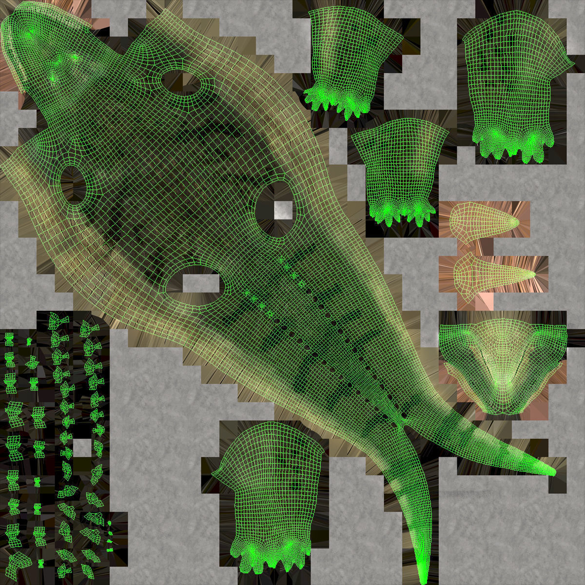 Large Nile Crocodile Rigged Low-poly 3D model_40