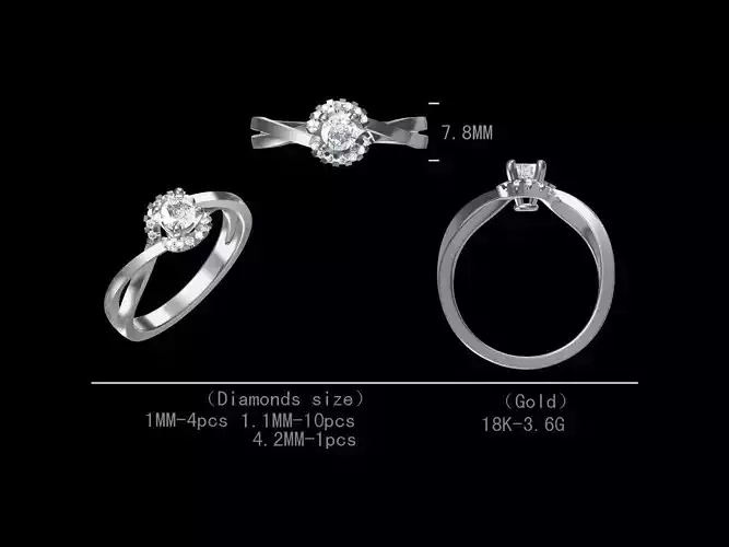 Stylish engagement diamond ring for women 3D model 
