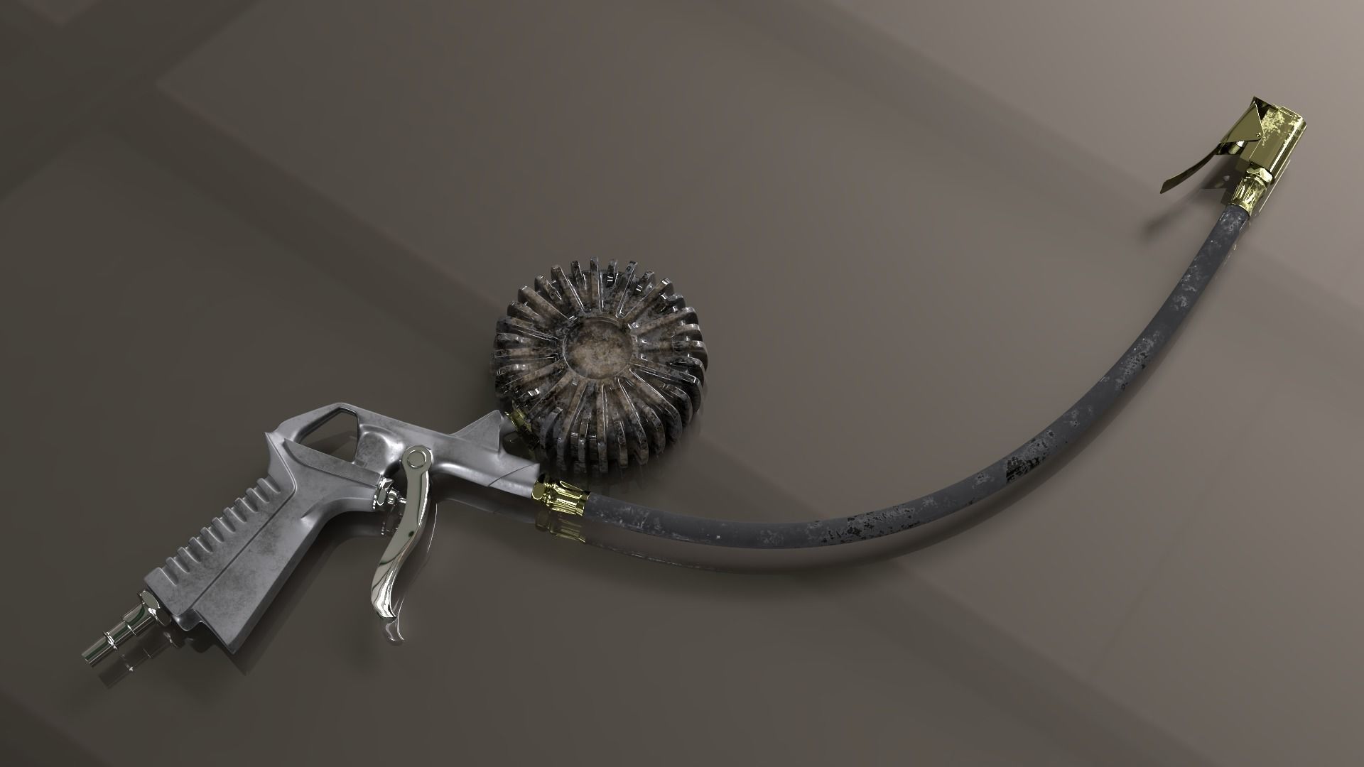 Compressor Extension for inflating tires Low-poly 3D model_4