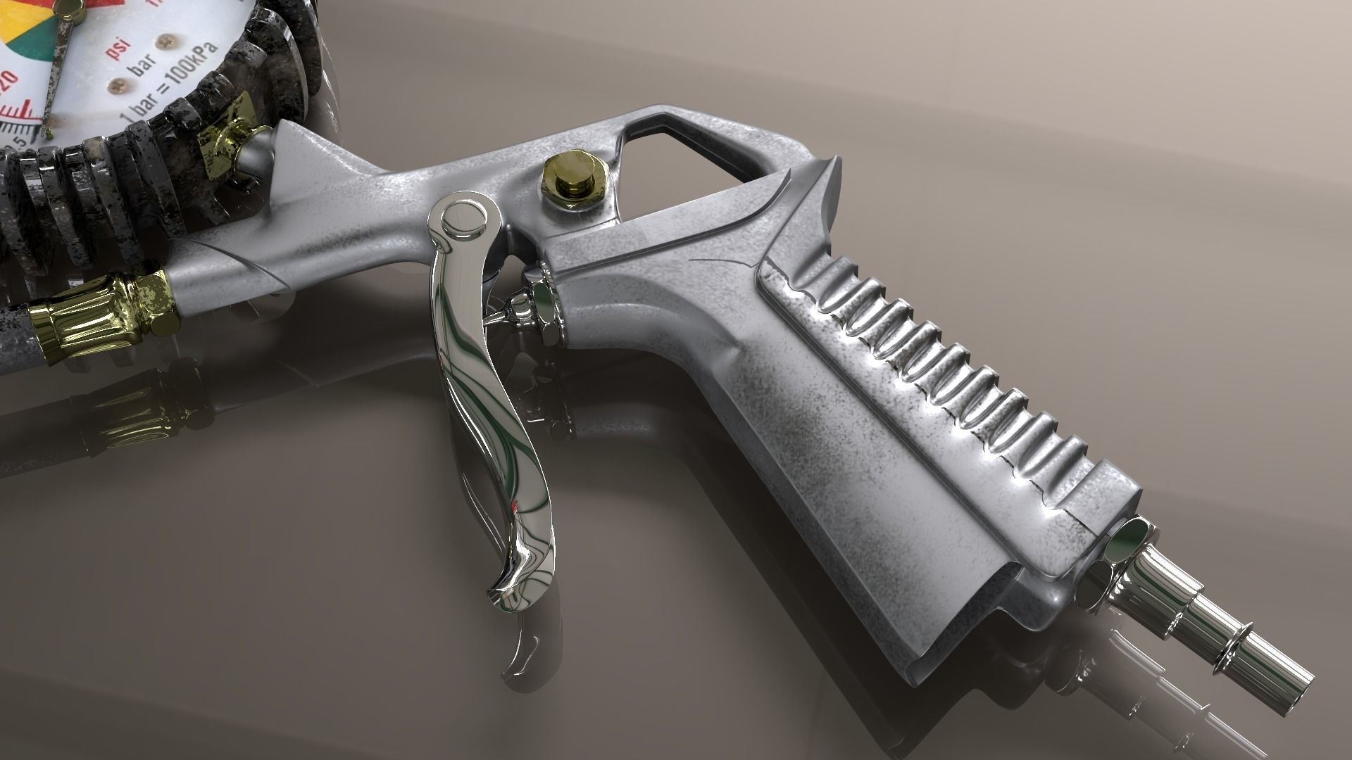 Compressor Extension for inflating tires Low-poly 3D model_1