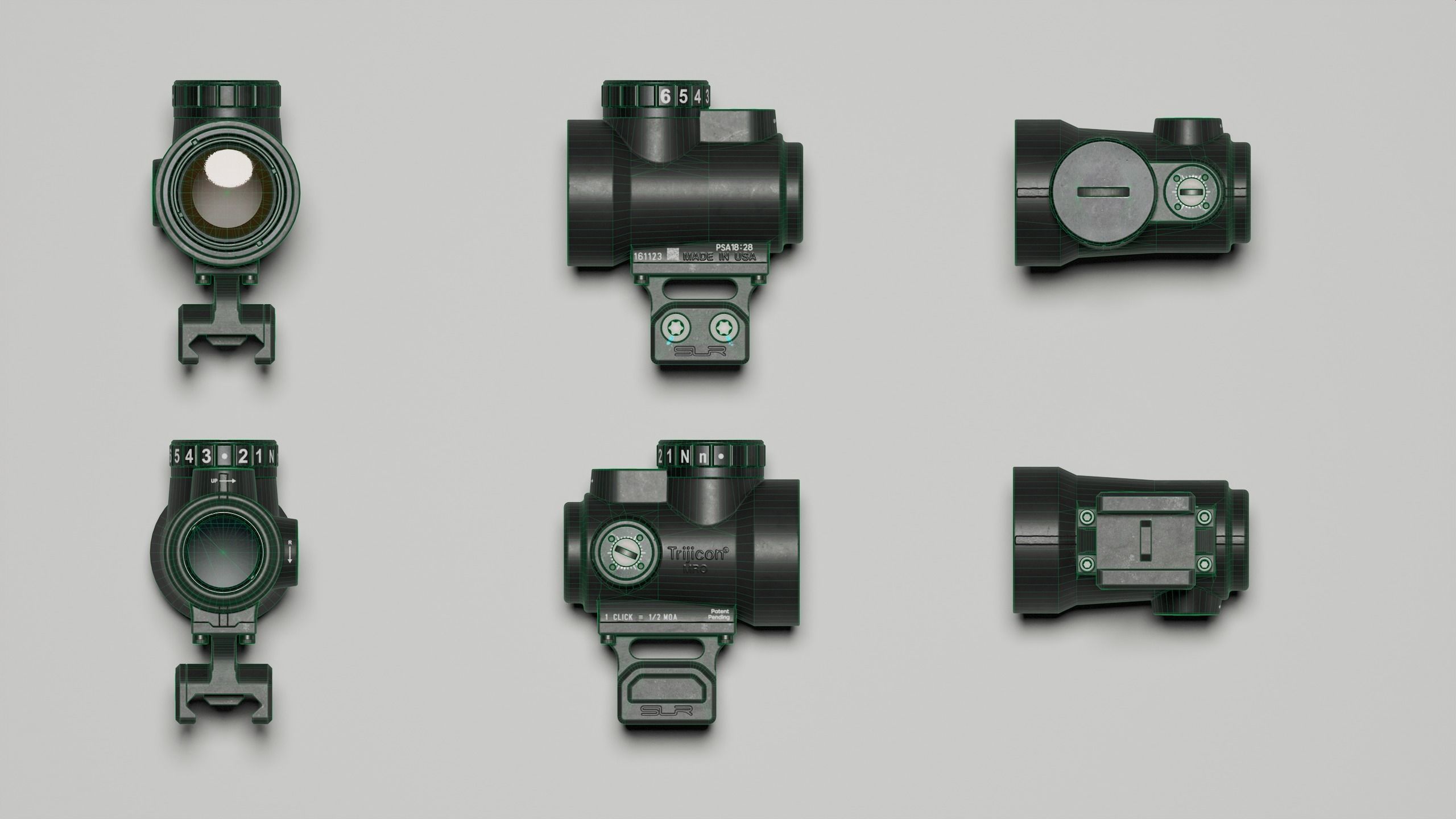 Trijicon MRO Reflex Sight Low-poly 3D model_2