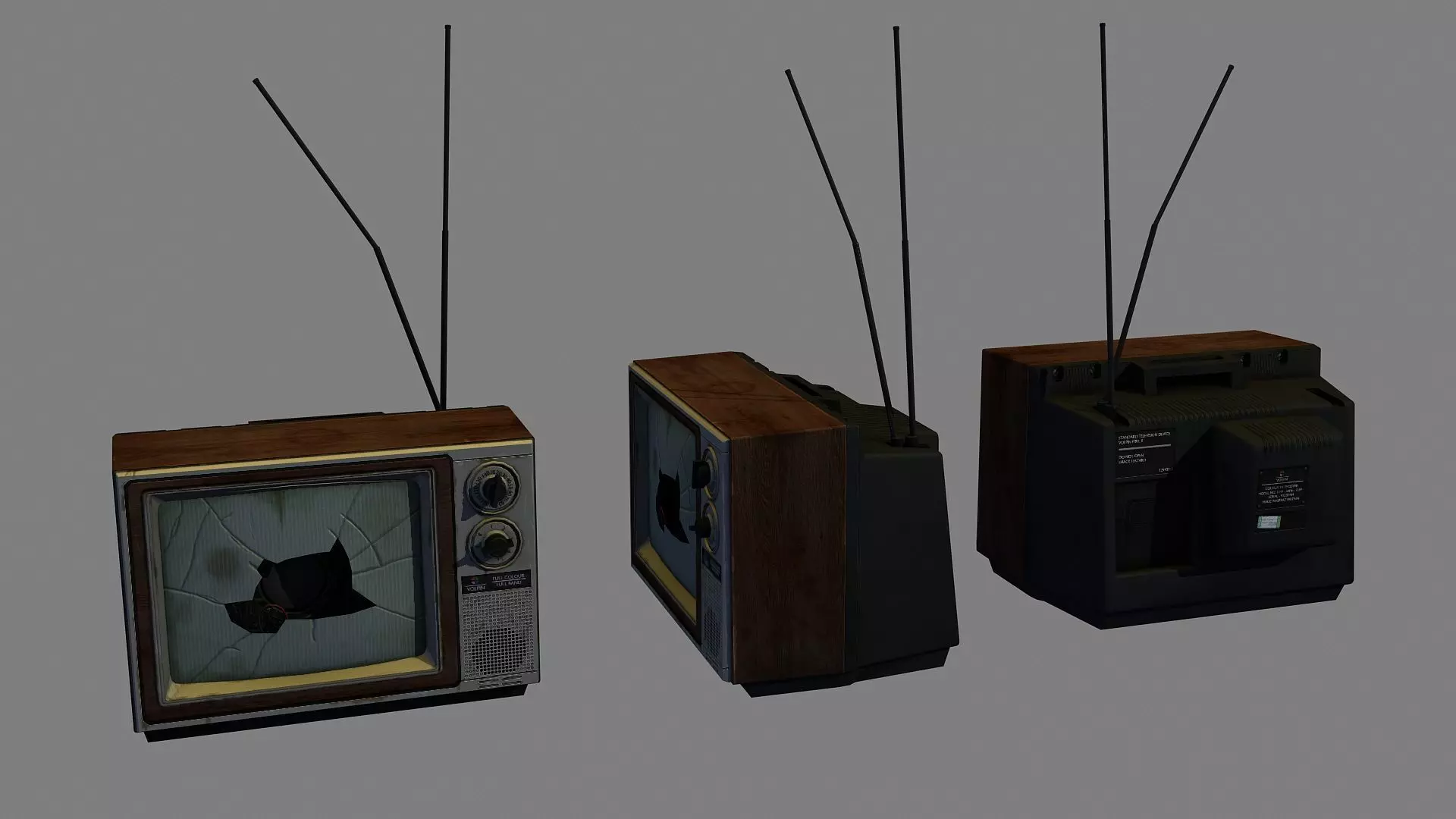 Broken TV Low-poly 3D model