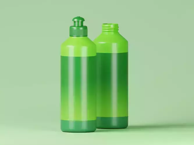 Green Chemical Detergent Plastic Bottle 3D Model