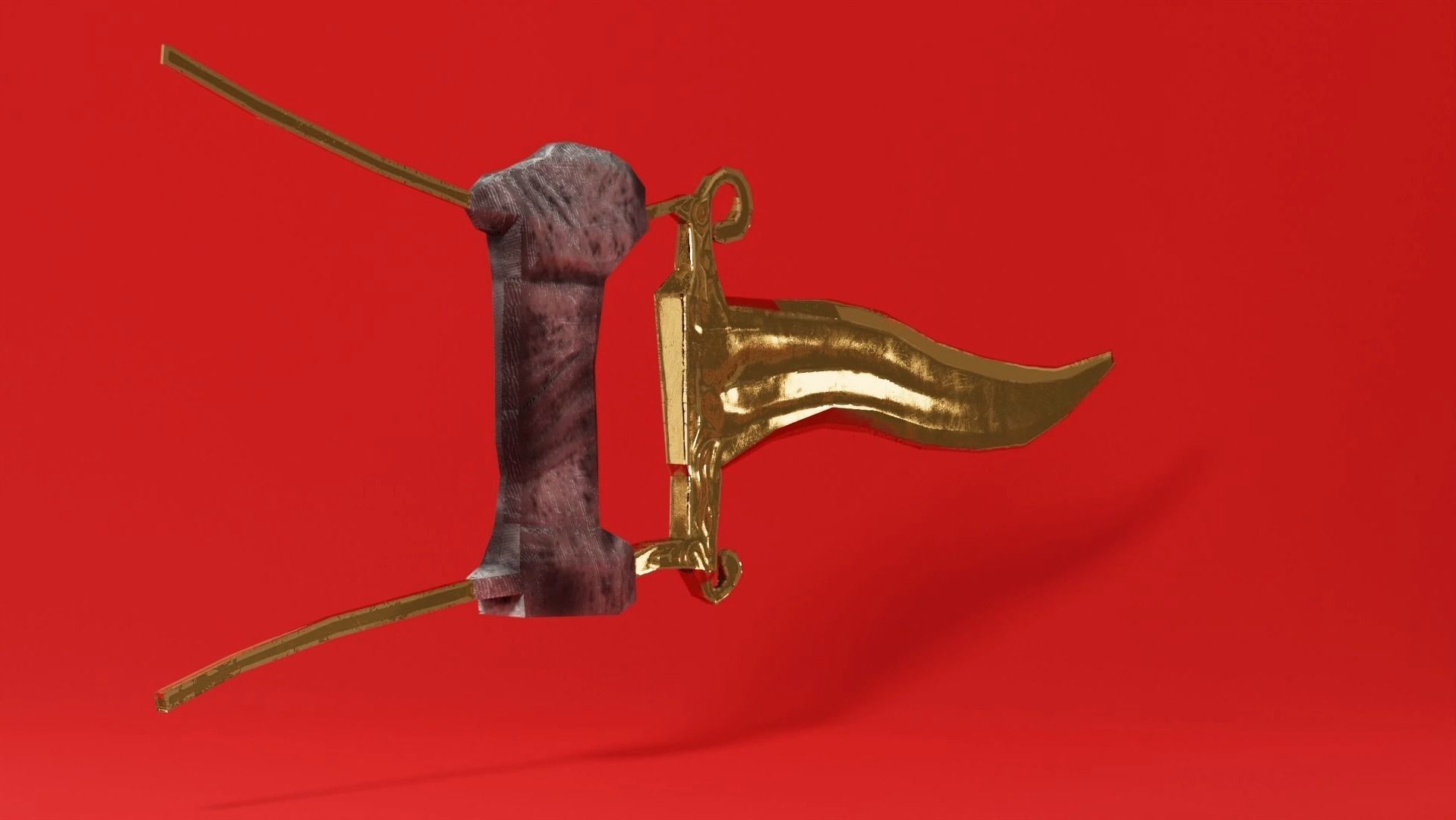 Medieval Golden Dagger Low-poly 3D model_4