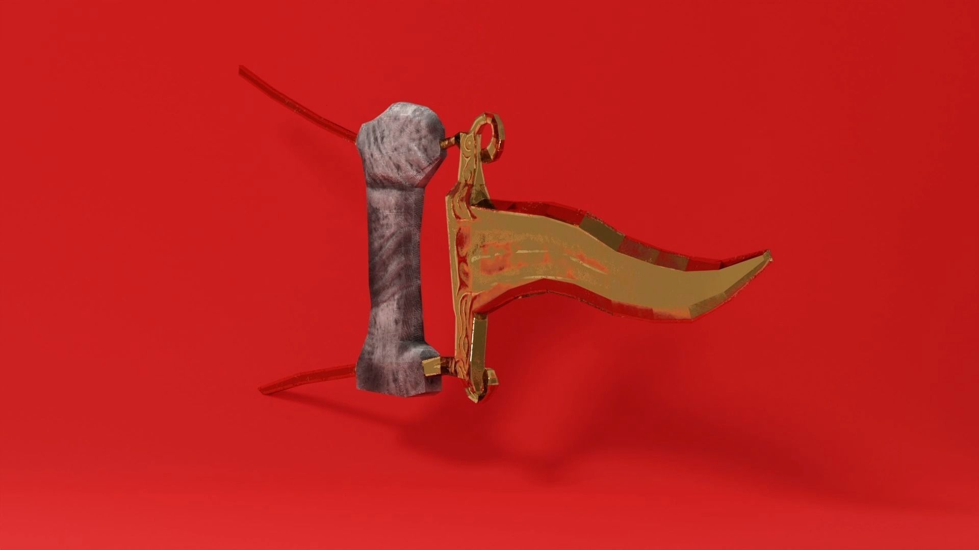 Medieval Golden Dagger Low-poly 3D model_3