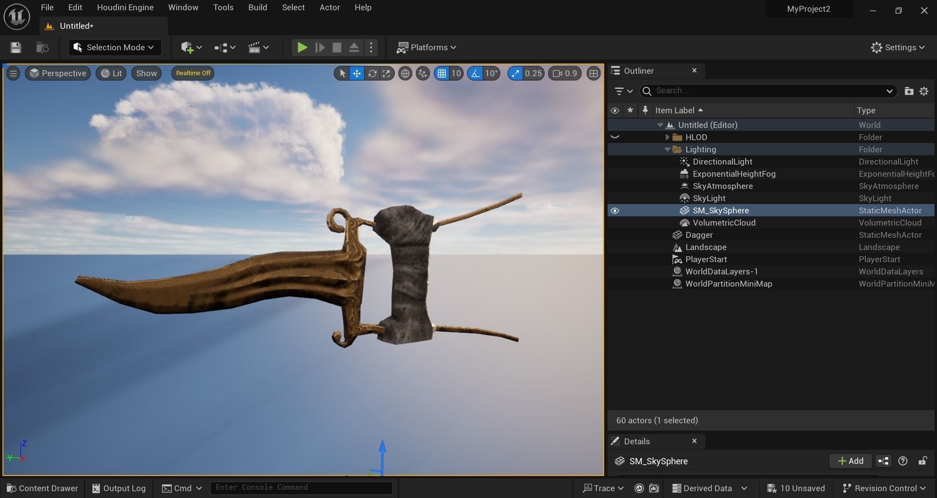 Medieval Golden Dagger Low-poly 3D model_5