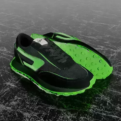 DIESEL 3D SHOES - BLACK - GREEN RACER LC SNEAKERS