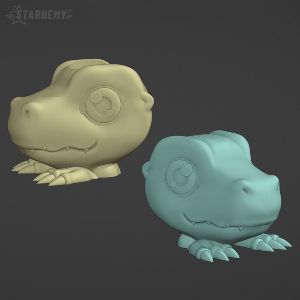 AGUMON DECOR PLANTER PEN HOLDER DIGIMON 3D print model_1