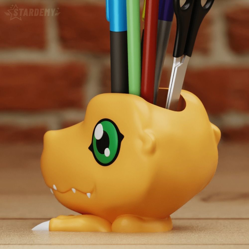 AGUMON DECOR PLANTER PEN HOLDER DIGIMON 3D print model_5