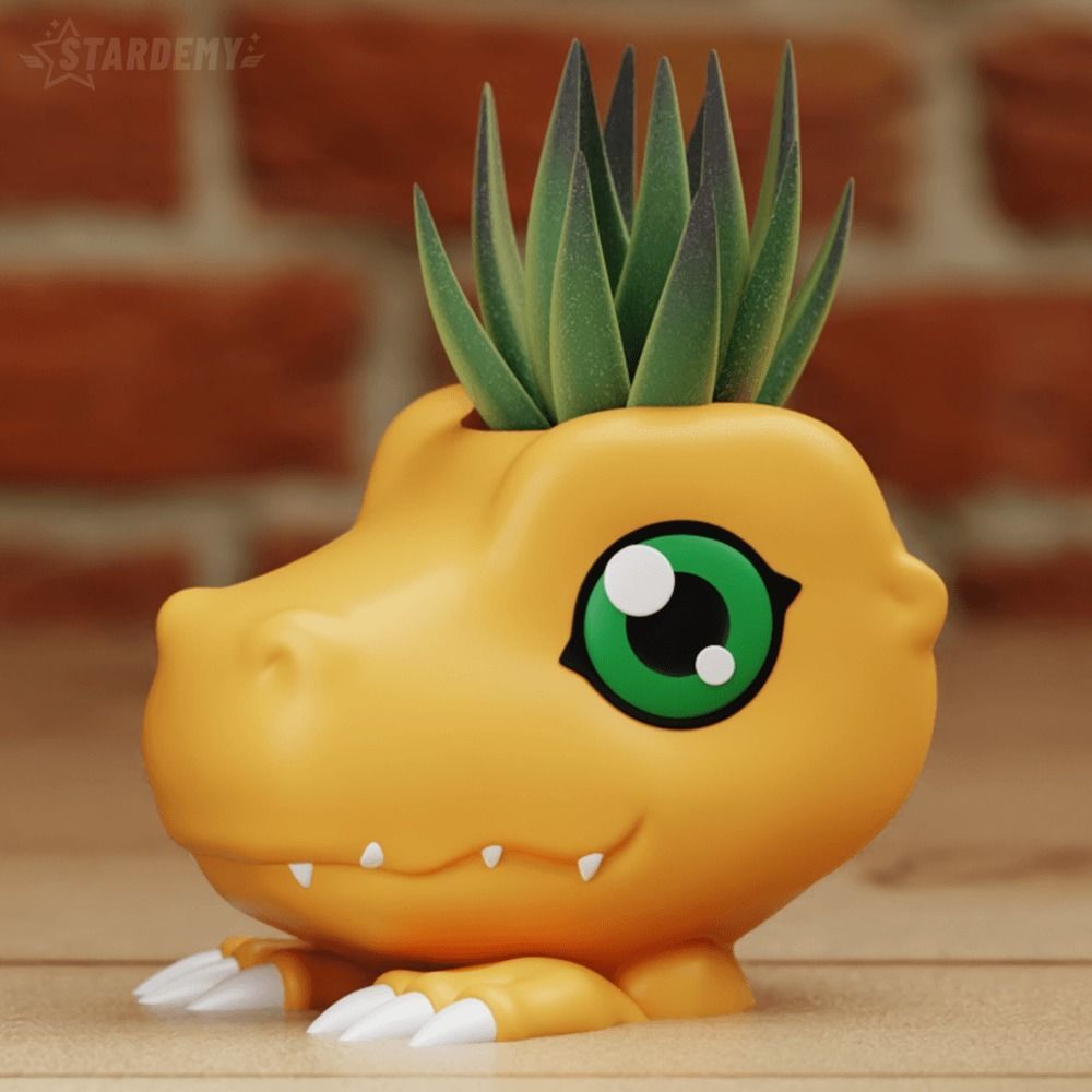 AGUMON DECOR PLANTER PEN HOLDER DIGIMON 3D print model_3