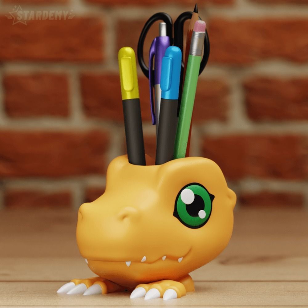 AGUMON DECOR PLANTER PEN HOLDER DIGIMON 3D print model_6
