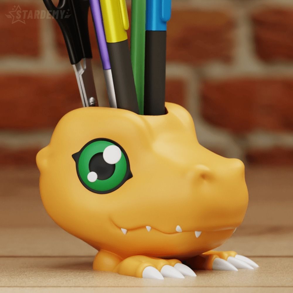 AGUMON DECOR PLANTER PEN HOLDER DIGIMON 3D print model_4