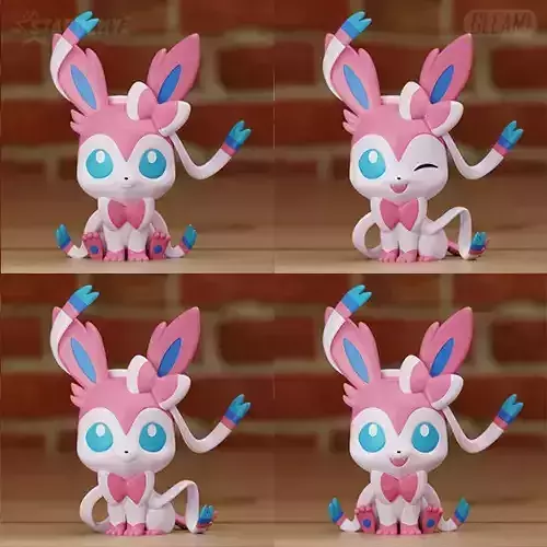 SYLVEON CHIBI 4 MODELS FANART POKEMON EEVEELUTION 3D print model