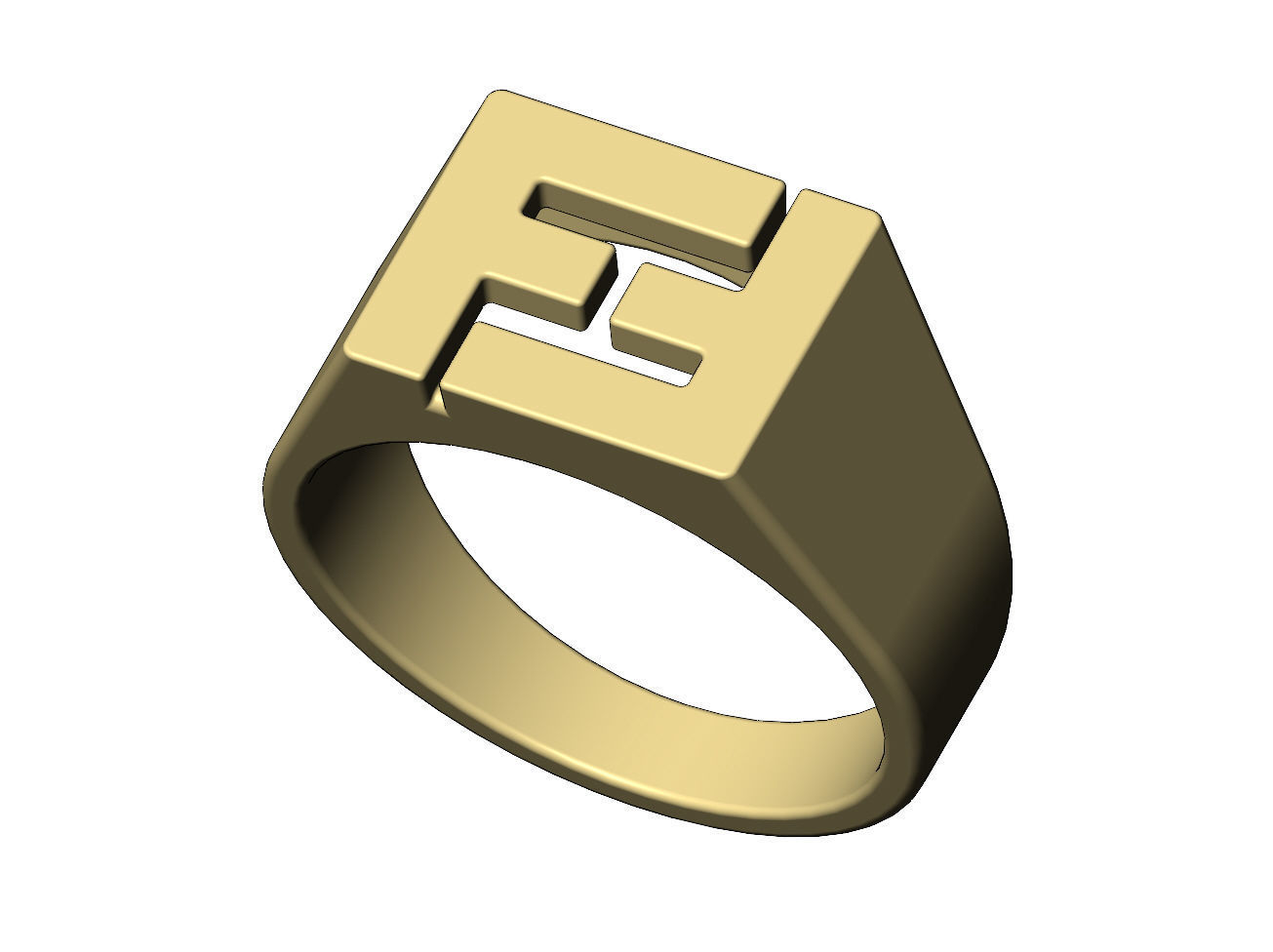 F Fendi reactangular signet ring Us sizes 6to11 3D print model_6