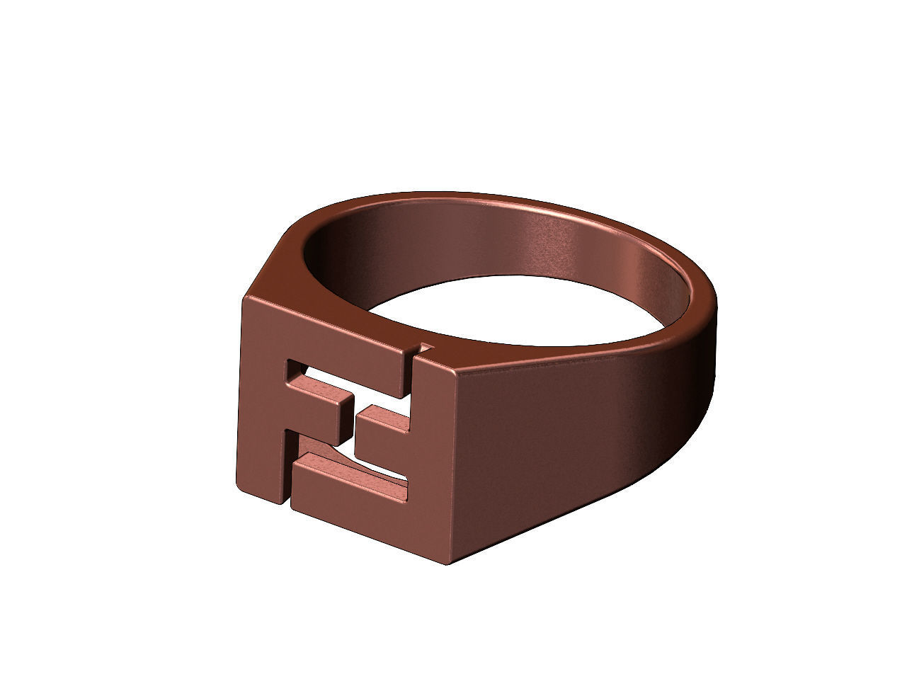 F Fendi reactangular signet ring Us sizes 6to11 3D print model_12