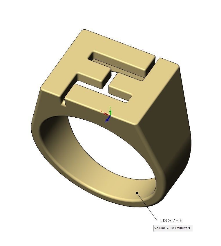 F Fendi reactangular signet ring Us sizes 6to11 3D print model_18