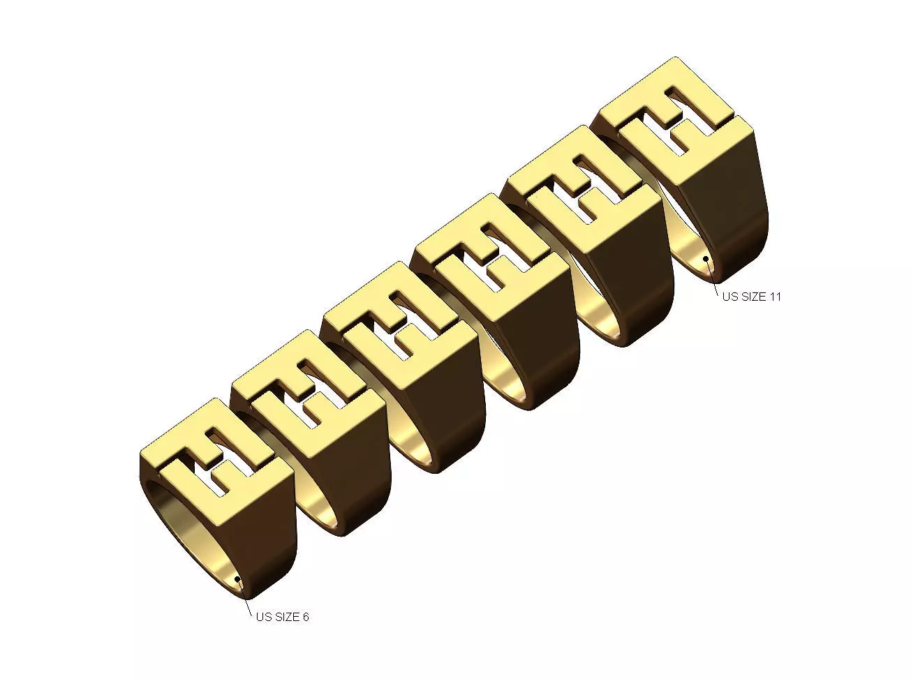 F Fendi reactangular signet ring Us sizes 6to11 3D print model_0