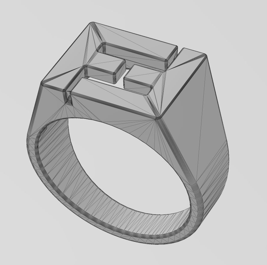 F Fendi reactangular signet ring Us sizes 6to11 3D print model_17