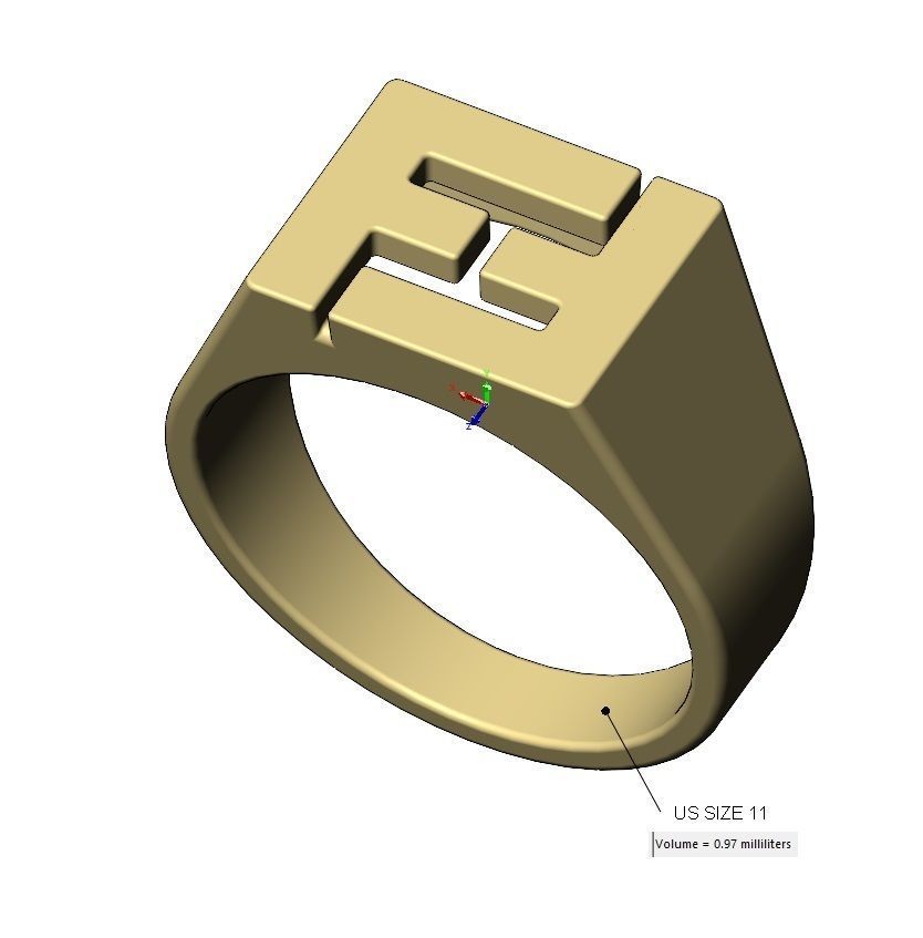 F Fendi reactangular signet ring Us sizes 6to11 3D print model_14