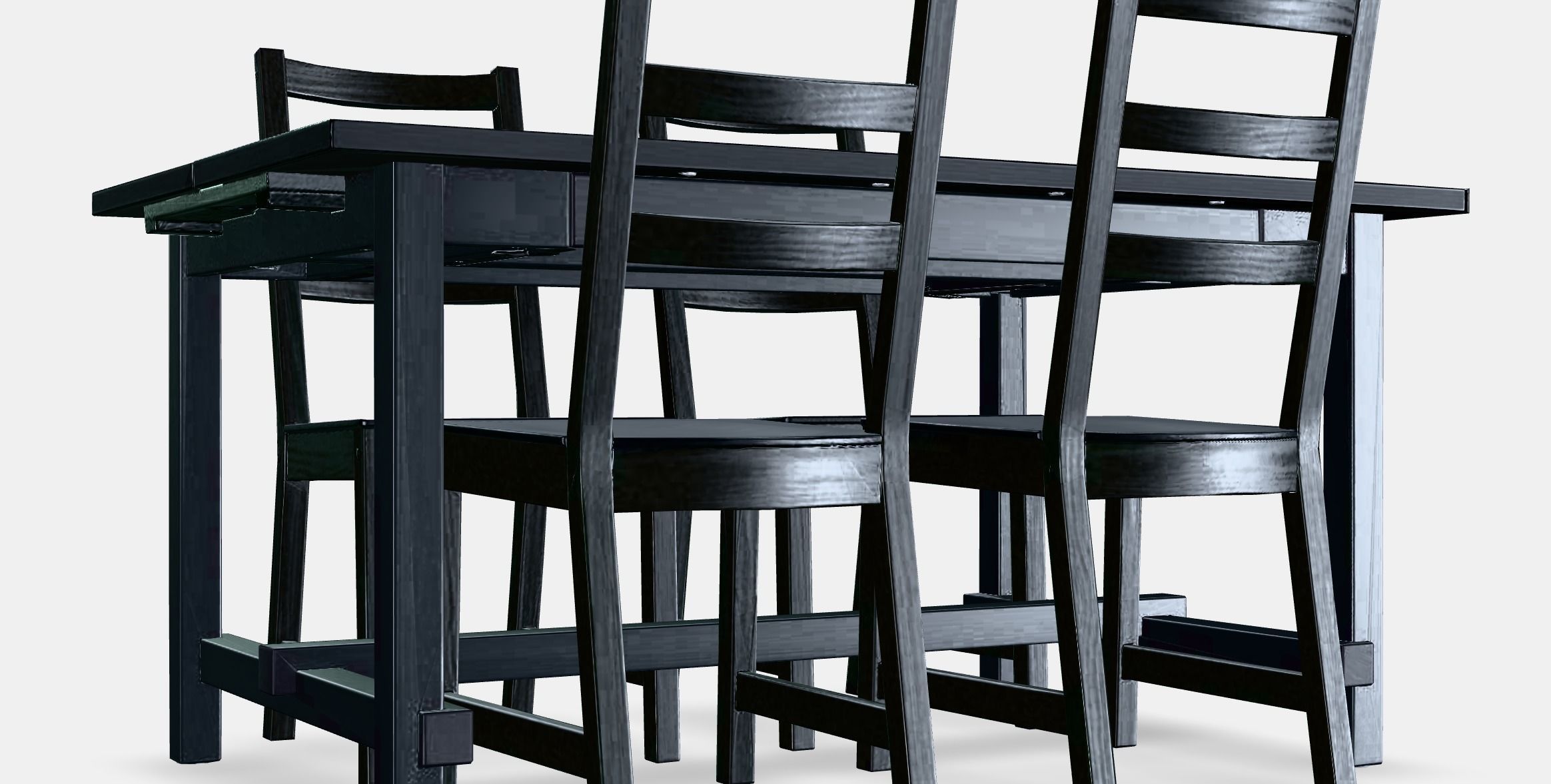 NORDVIKEN - NORDVIKEN Table and 4 chairs Low-poly 3D model_2