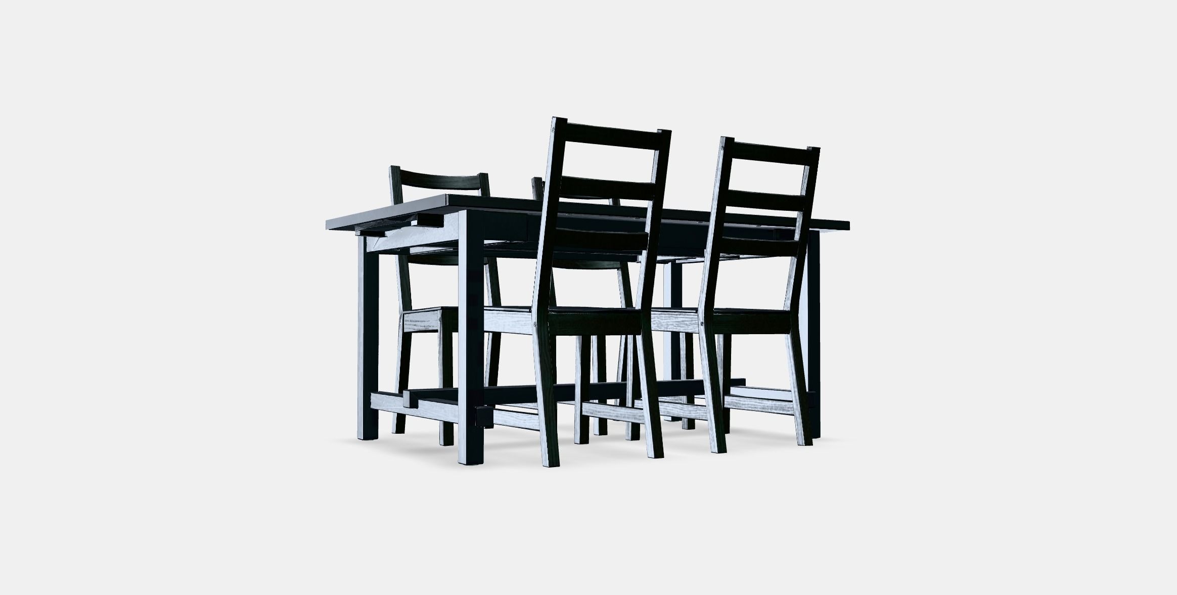 NORDVIKEN - NORDVIKEN Table and 4 chairs Low-poly 3D model_3