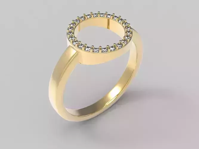 Round Paved Head Ring 16 3mm