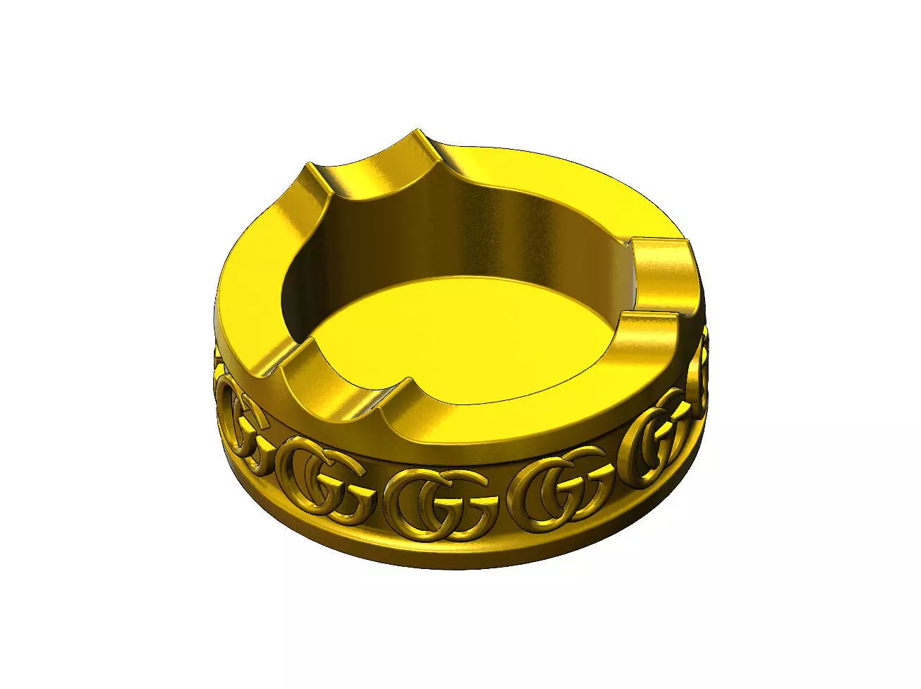 GG fashion brand pattern carved ashtray bowl  3D print model_0