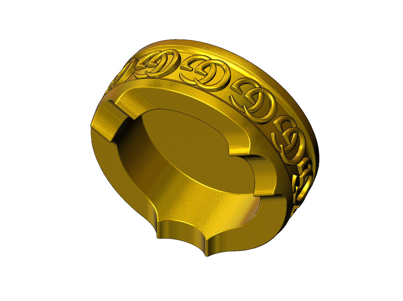 GG fashion brand pattern carved ashtray bowl  3D print model_4